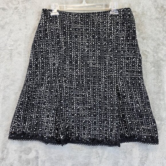 Express Design Studio Skirt Womens 12 Black White Wool Blend Tweed Sequin New - Picture 5 of 8